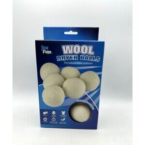 Total Vision Wool Dryer Balls Natural Fabric Softener Set Of 6 NEW IN BOX